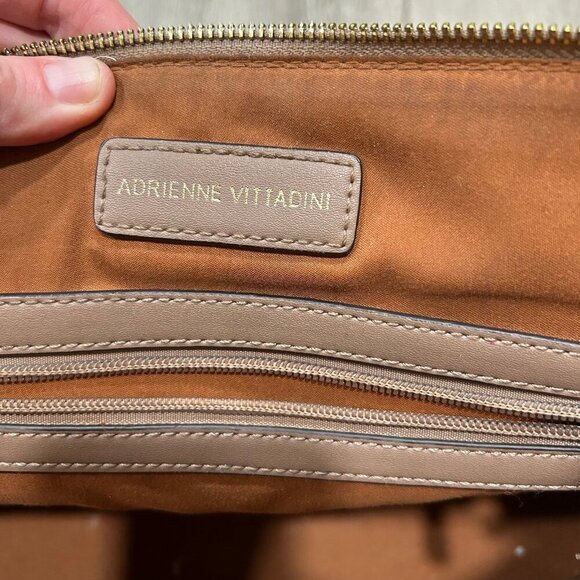 Adrienne Vittadini Beige Satchel Double Handle Shoulder Tote Bag - Picture 8 of 8